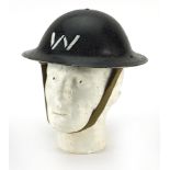 British Military World War II Warden's tin helmet with liner