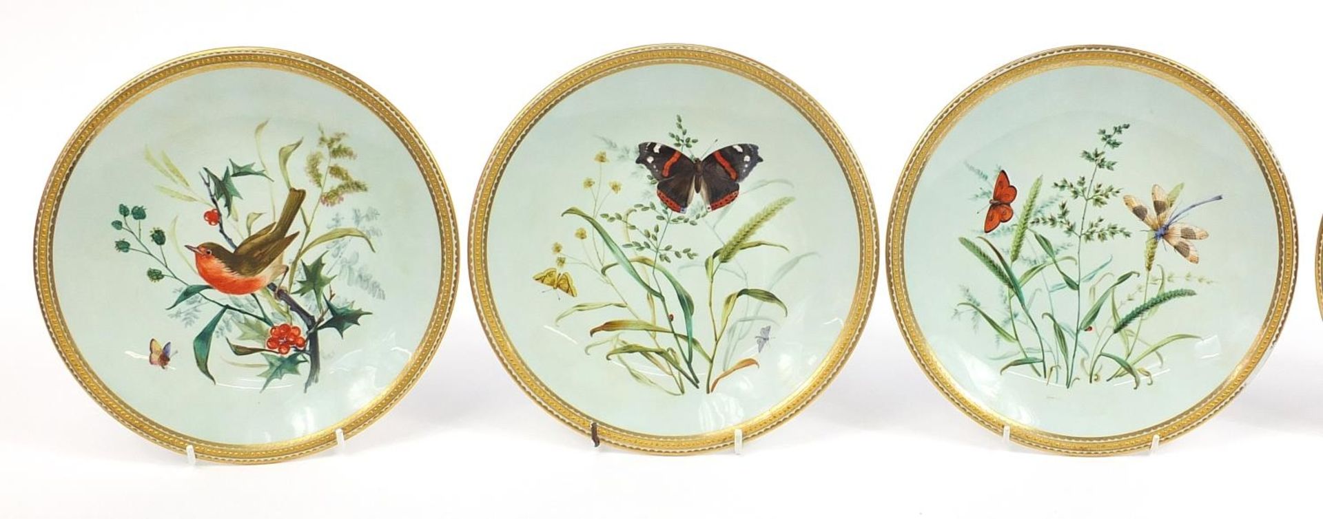 Royal Worcester, set of six Victorian aesthetic porcelain cabinet plates with jewelled borders, each - Bild 2 aus 5