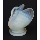 Sabino, French Art Deco opalescent swan paperweight, 4cm high