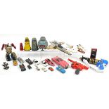 Vintage toys including diecast USS Enterprise, Transformers, diecast Batmobile, Daleks and