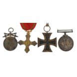 Militaria including a British World War I 1914-1918 war medal, awarded to 5432PTE.J.L.RUTTER.13-