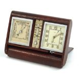 Jaeger LeCoultre leather and chrome weather station retailed by Asprey, comprising eight day