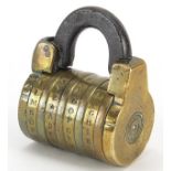 18th/19th century combination letter padlock, 4.5cm wide