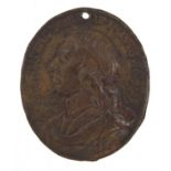 Oliver Cromwell, Oval bronze Battle of Dunbar medal, approximately 3.5cm high
