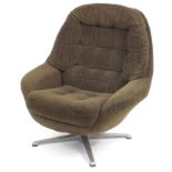 Vintage swivel egg type chair with button back upholstery, 94cm high