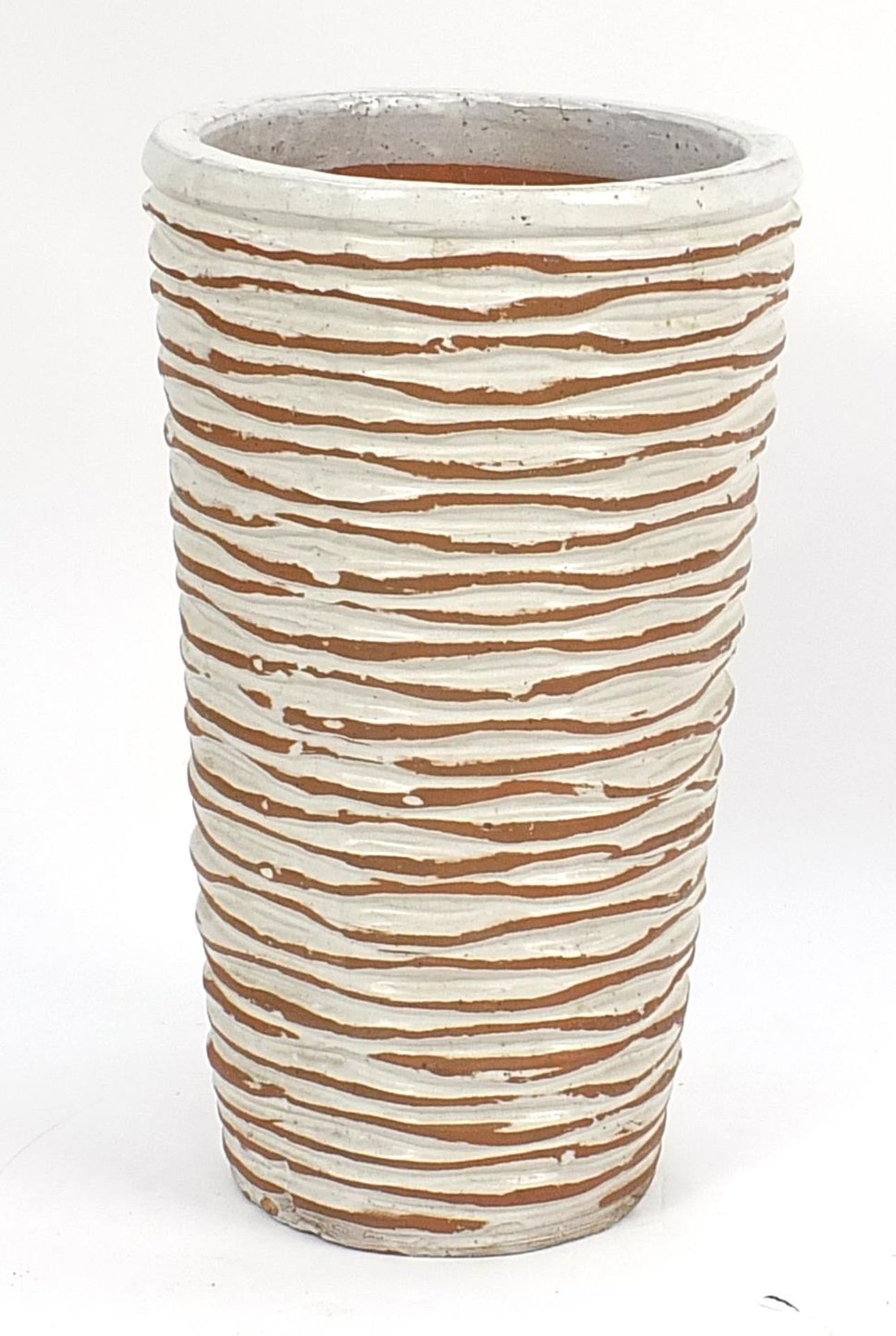 Large contemporary cream glazed pottery planter, 62cm high - Image 2 of 2