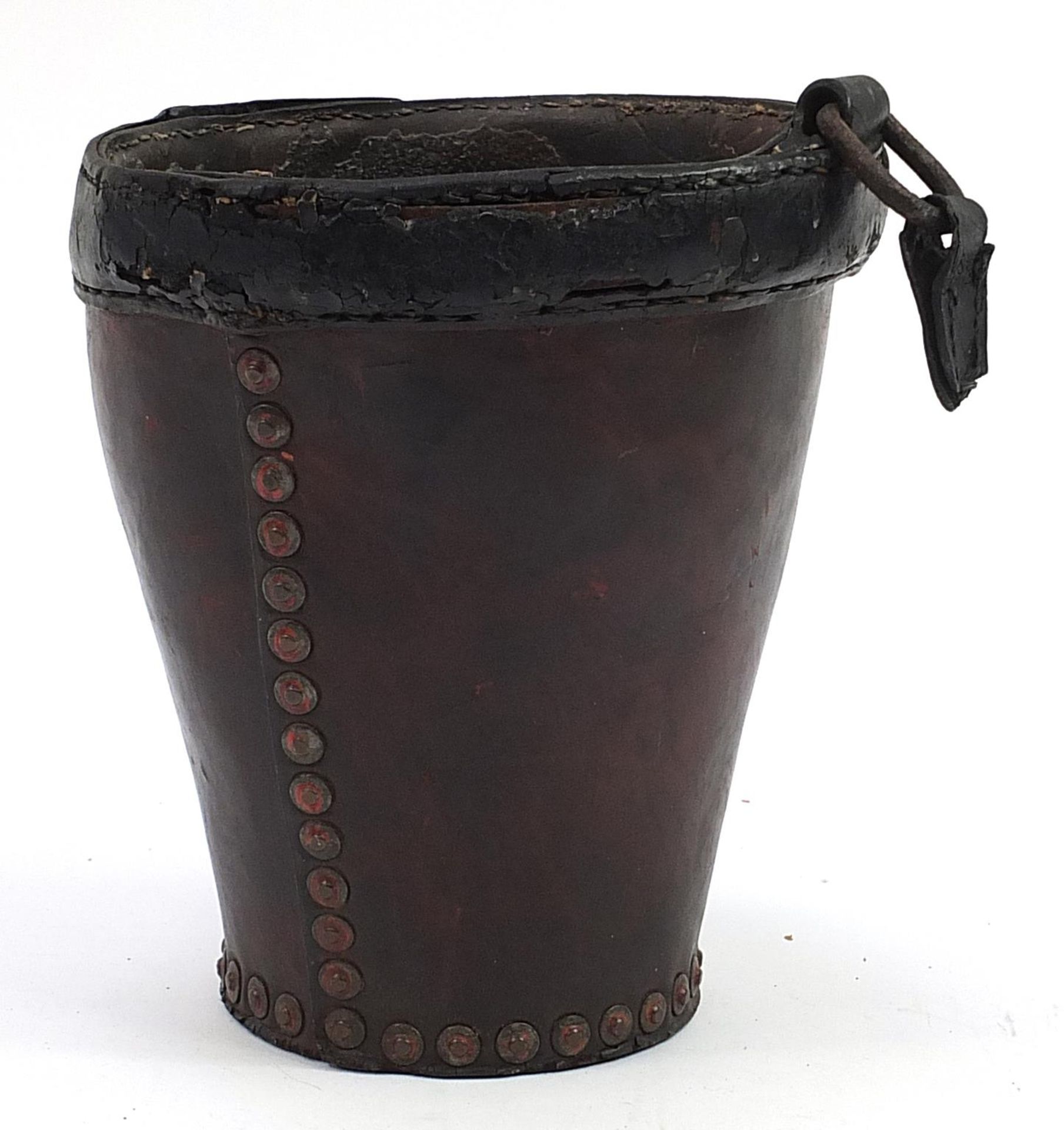 Antique leather fire bucket, 28cm high