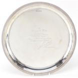 Walker & Hall, George VI circular silver salver, Sheffield 1944, 25.5cm in diameter, 536.0g