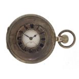 Dreadnought, gentlemen's silver half hunter pocket watch with enamelled dial, the case dated Chester