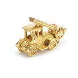 9ct gold vintage fire truck charm, 2.5cm in length, 3.6g
