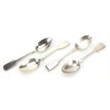 Two pairs of Victorian and later silver tablespoons, 18cm in length, 199.5g