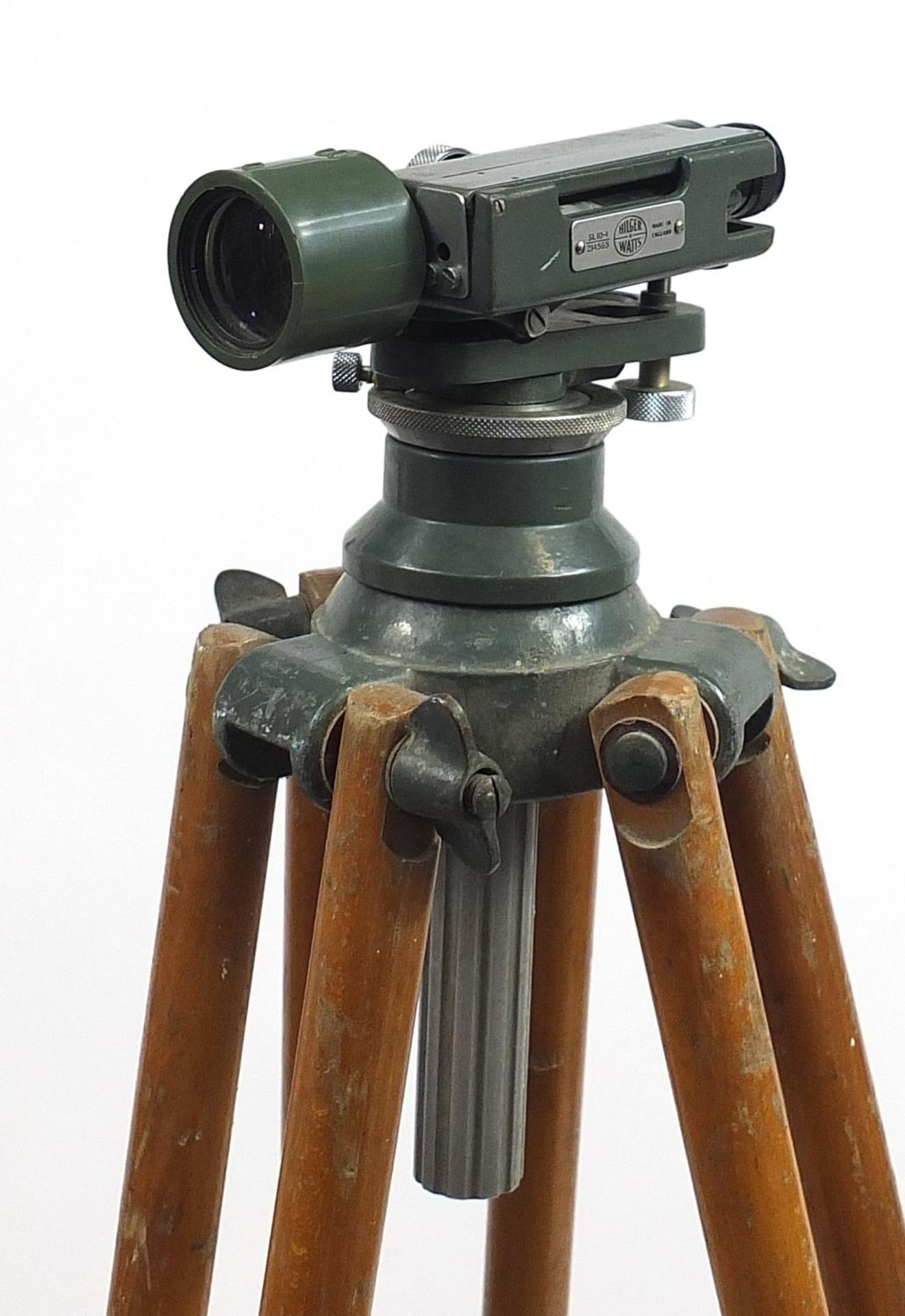 Hilger & Watts SL10-1 surveyor's level in leather case with tripod stand and measuring staff - Image 2 of 6