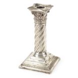 Silver candlestick with writhen column, 16cm high, 258.2g