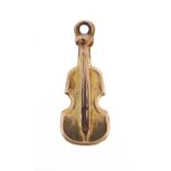 9ct gold violin charm, 1.8cm high, 0.4g