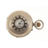 Gentlemen's silver half hunter pocket watch, the movement numbered 93991, the case dated