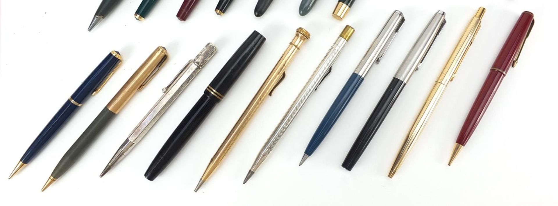 Vintage and later fountain pens, ballpoint pens and two silver propelling pencils, including - Image 3 of 6