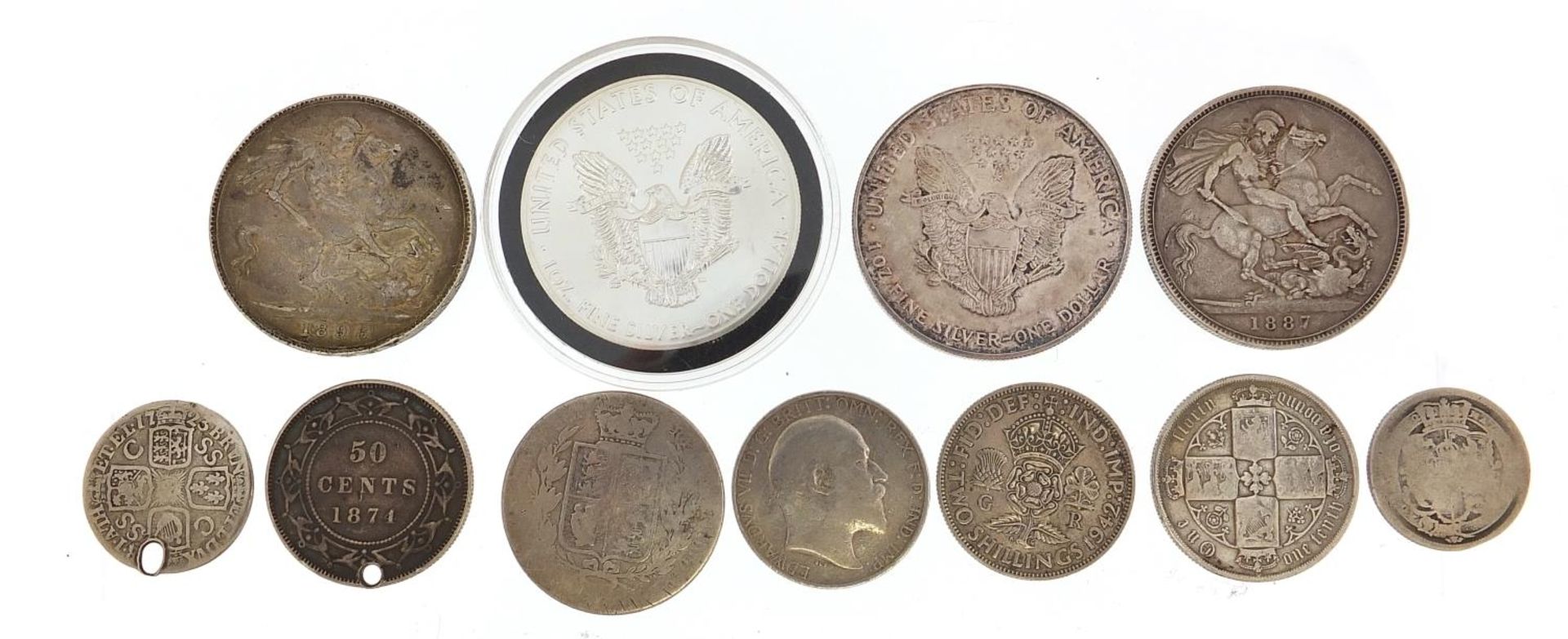 18th century and later British and American mostly silver coinage, including two Victorian crowns, - Bild 4 aus 6