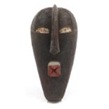 Tribal interest carved wood face mask, 36.5cm high