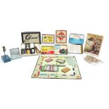 Vintage toys and board games including Monopoly, John Bull Printing Outfit and electric model