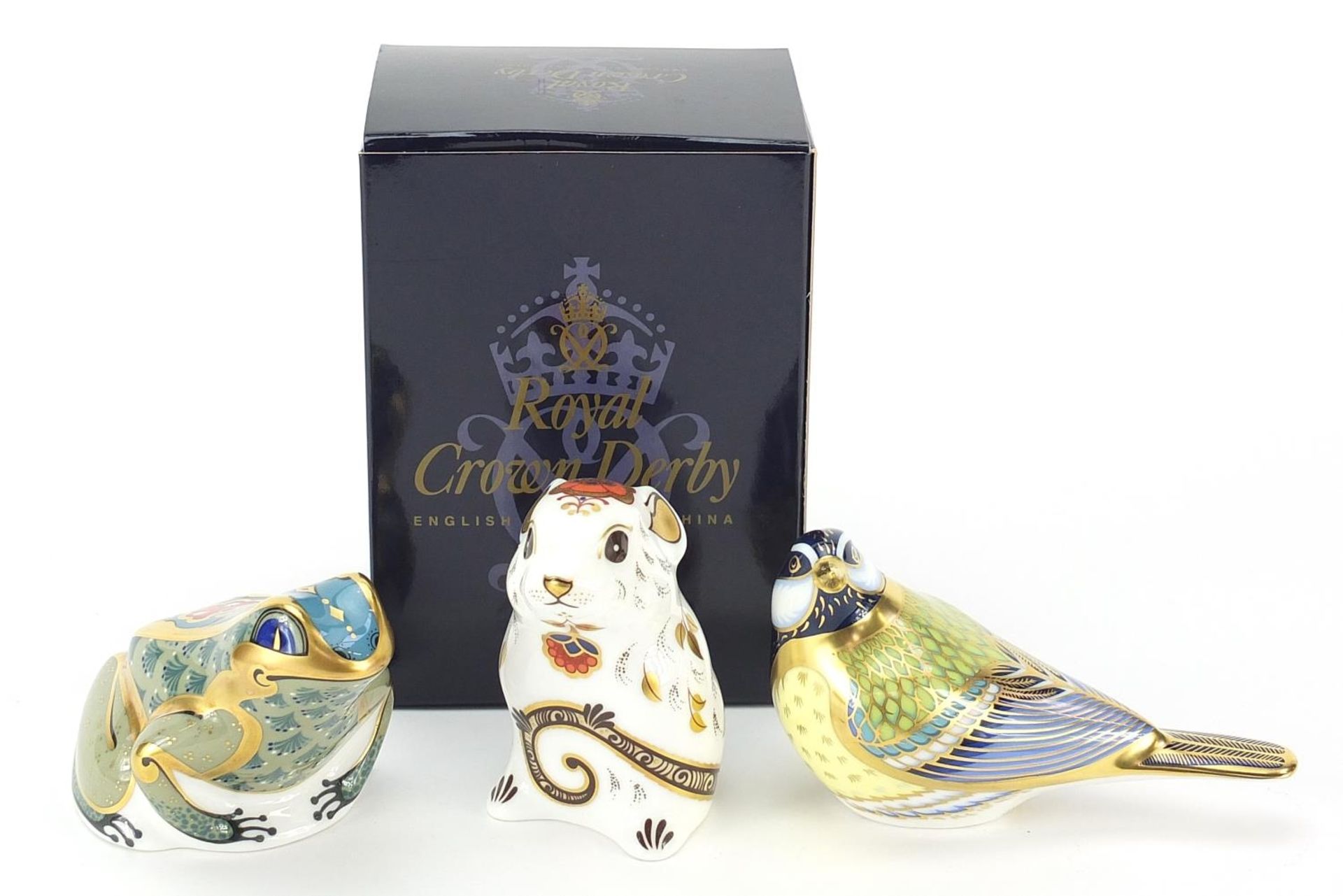 Three Royal Crown Derby paperweights with gold coloured metal stoppers comprising Mountain Frog, - Image 5 of 5