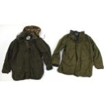 Two gentlemen's country hunting coats comprising Barbour and Duck Dry, both sizes Large