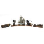 Five Precision steam and electric models, the largest 24cm high