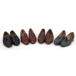 Four pairs of Christian Dior Monsieur shoes including three ostrich skin examples