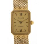 Tissot, ladies 9ct gold wristwatch with 9ct gold strap, the case 15mm wide, 20.8g