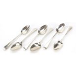 George Burrows, set of six William IV silver spoons, London 1834, 16.5cm in length, 162.5g