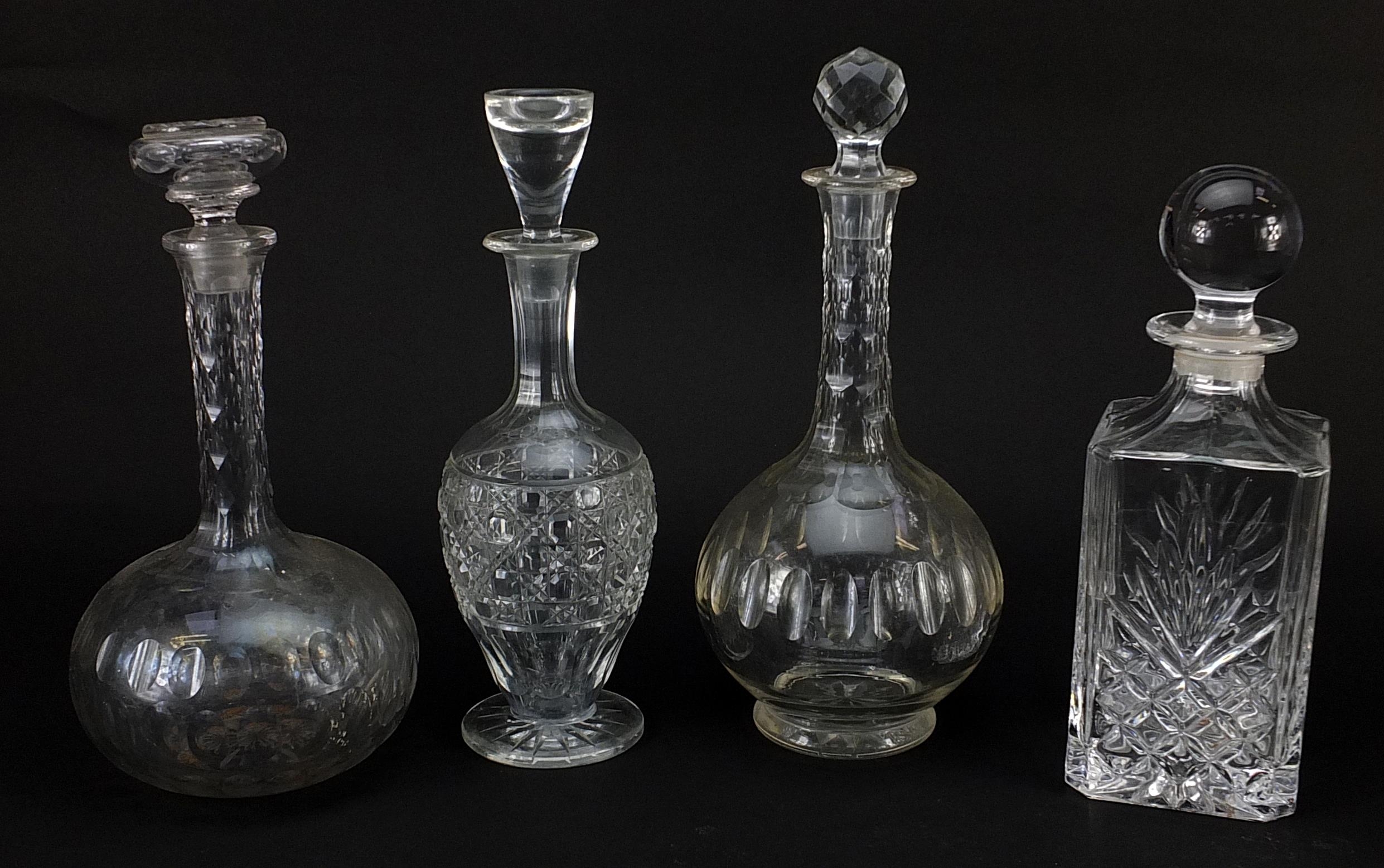 Four glass decanters with stoppers, the largest 30cm high - Image 4 of 5