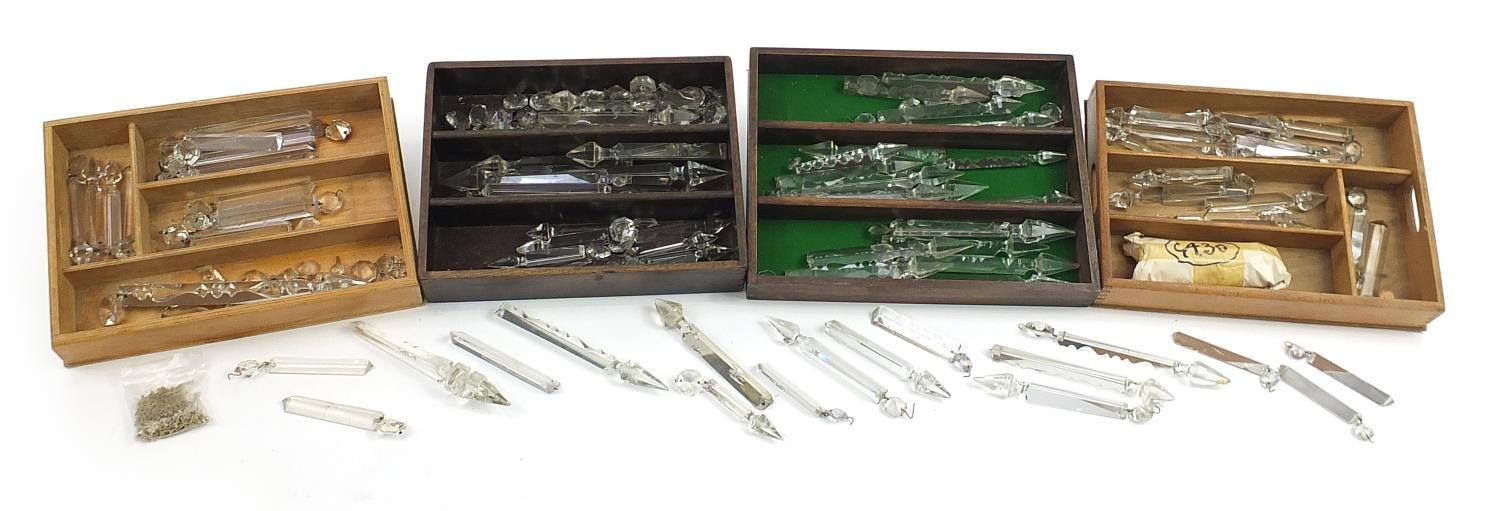 Large collection of Victorian and later cut glass drops