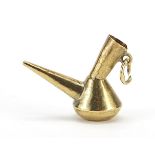 Unmarked gold oil can charm, 2cm wide, 0.7g