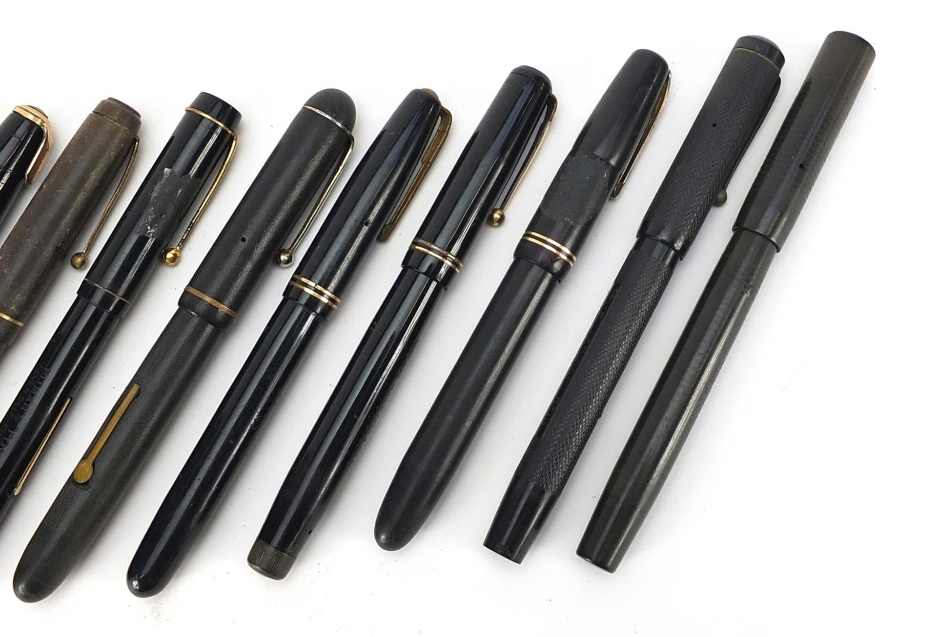 Ten vintage fountain pens with gold nibs including Swan self filler, Burnham, Watermans and Parker - Bild 3 aus 8