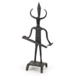 Modernist iron sculpture of a tribesman, 33cm high