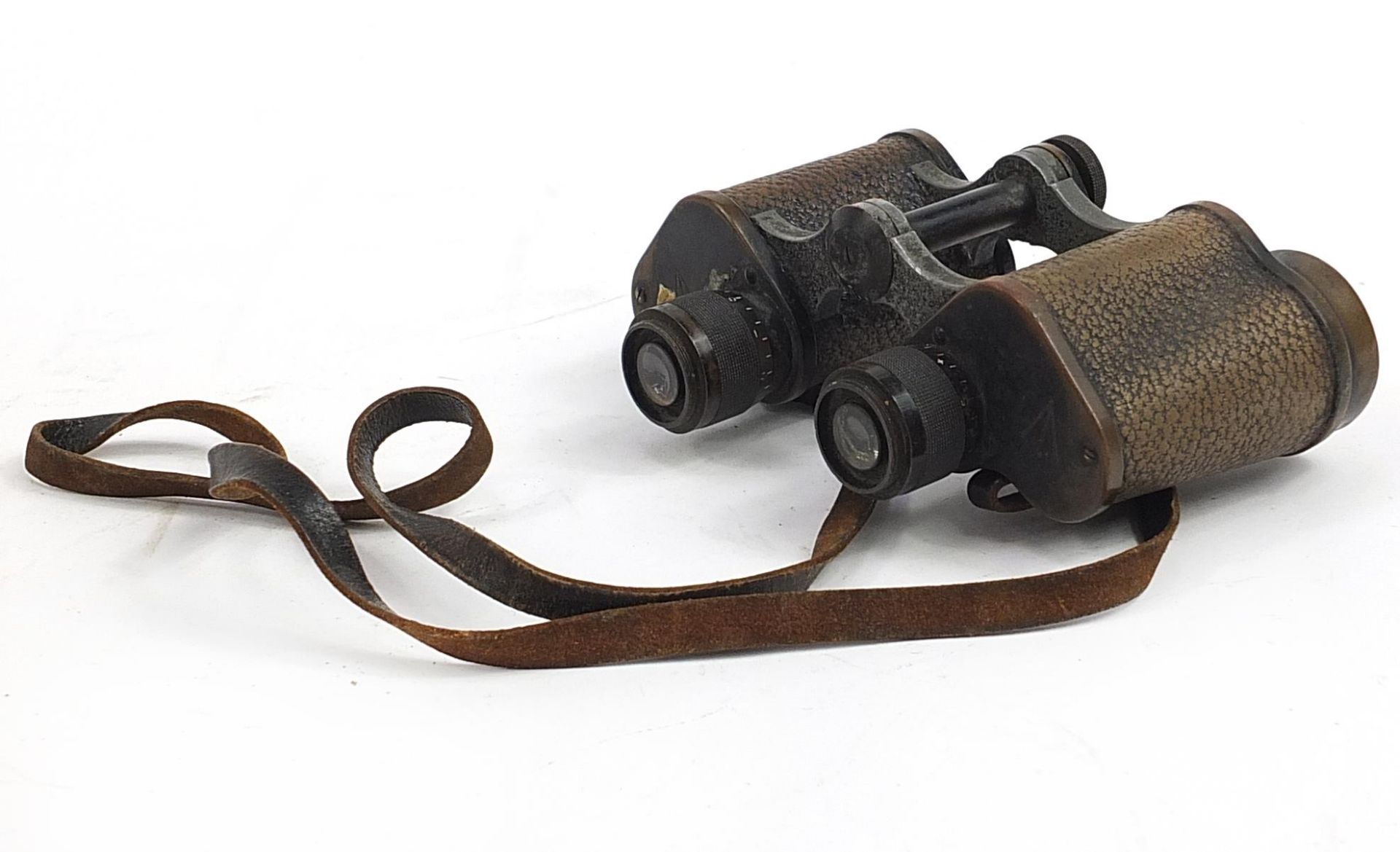 Pair of British military World War I Prismatic MK II binoculars with leather case numbered 250, - Image 3 of 5