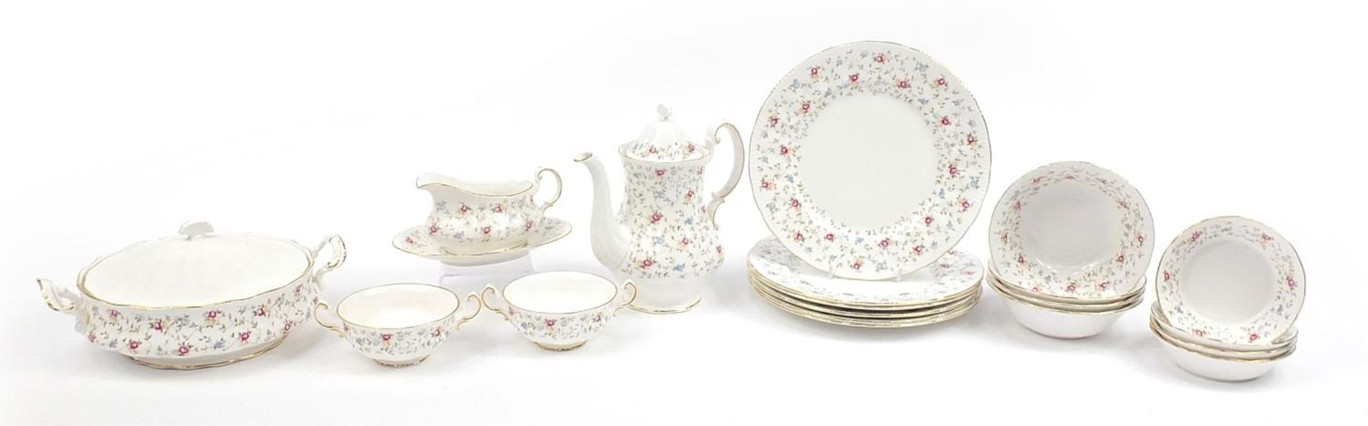 Paragon First Choice tea and dinnerware including teapot, lidded tureen, dinner plates and sauce