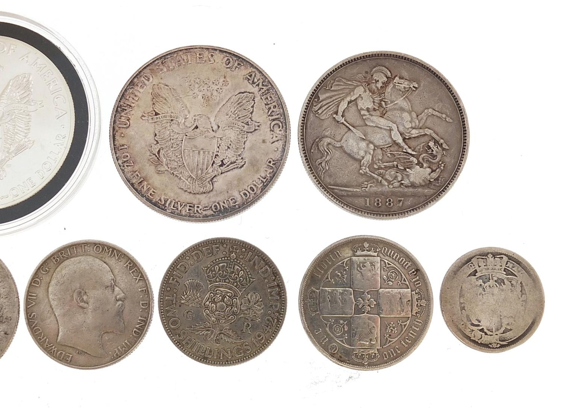 18th century and later British and American mostly silver coinage, including two Victorian crowns, - Bild 6 aus 6