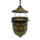 Mosaic glass pendant light fitting, 41cm high