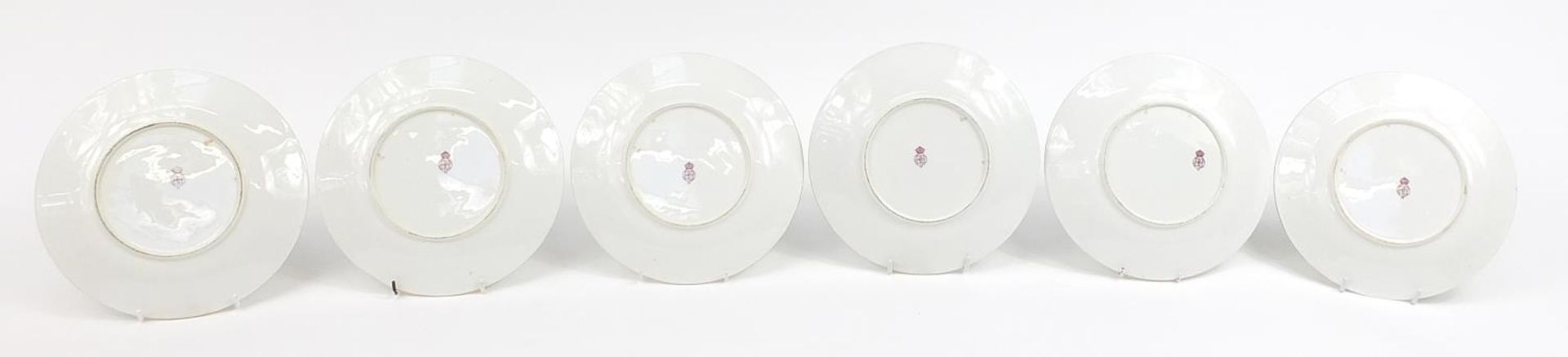 Royal Worcester, set of six Victorian aesthetic porcelain cabinet plates with jewelled borders, each - Image 4 of 5