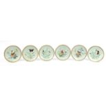 Royal Worcester, set of six Victorian aesthetic porcelain cabinet plates with jewelled borders, each