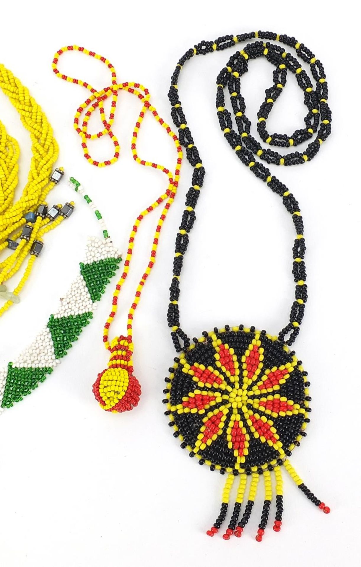 African beadwork including two talismans, the largest 160cm in length - Image 3 of 3