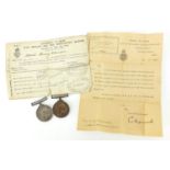 British military World War I Mercantile Marine medal and 1914-18 war medal, each awarded to Albert H