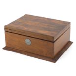 Martell cigar humidor/storage box with twin divisional interior, 11.5cm H x 26.5cm W x 21cm D