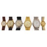 Six ladies and gentlemen's wristwatches including Longines, Tissot and Seiko