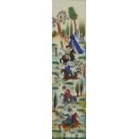 Figures on horseback, Indian Mughal school watercolour housed in a Vizagapatam frame, 20cm x 5cm