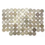 Selection of British pre 1947 coinage including shillings, 407.1g