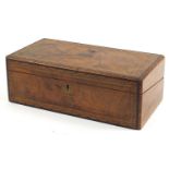 Victorian inlaid walnut writing slope with fitted interior, 17.5cm H x 50cm W x 25.5cm D
