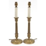 Pair of good quality French Empire style brass table lamps, 42cm high