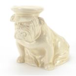 Military interest Royal Doulton smoking Bulldog with Union Jack Flag, 21cm in length