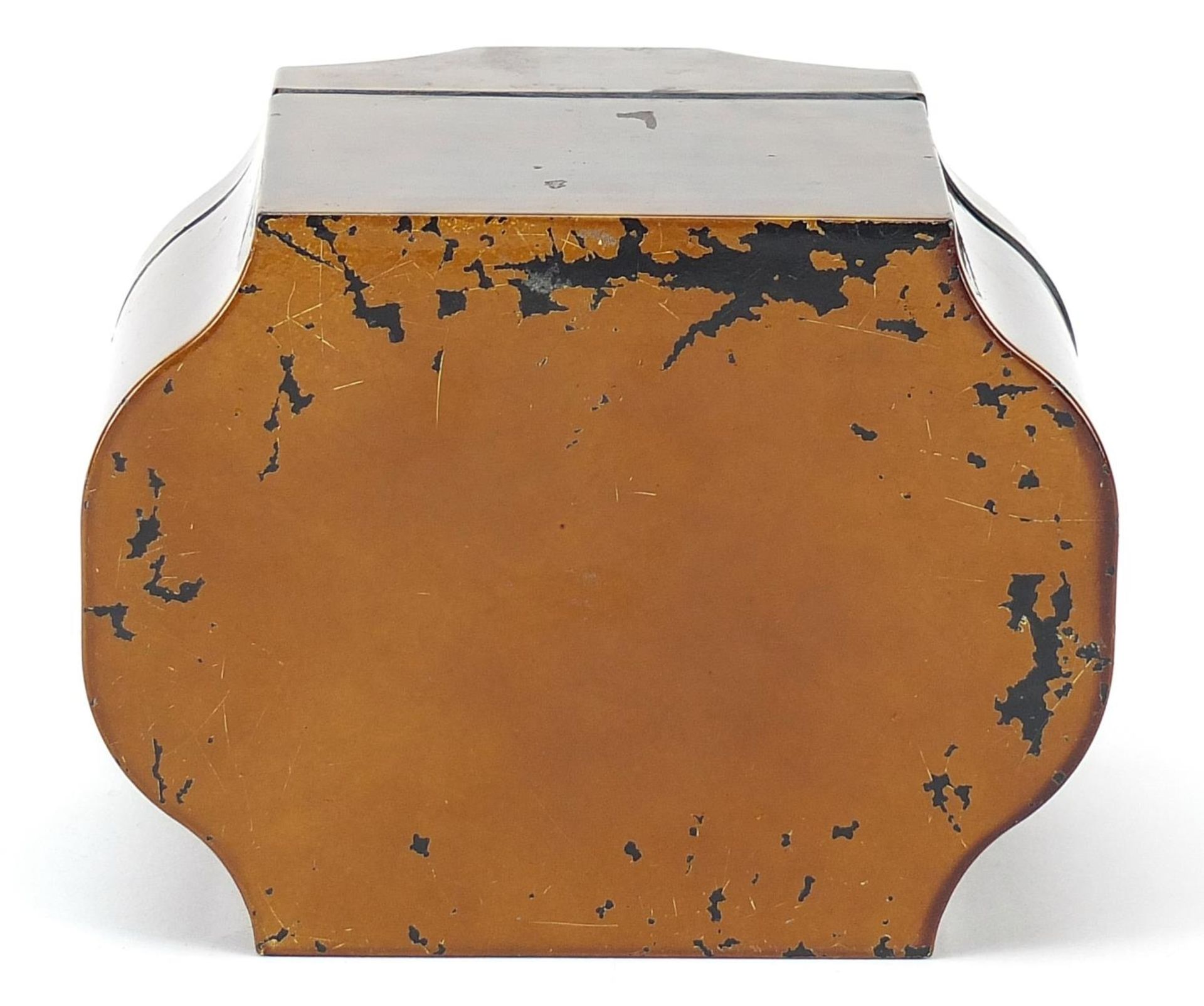 Faux tortoiseshell box and cover, 9cm H x 12cm W x 9cm D - Image 4 of 4